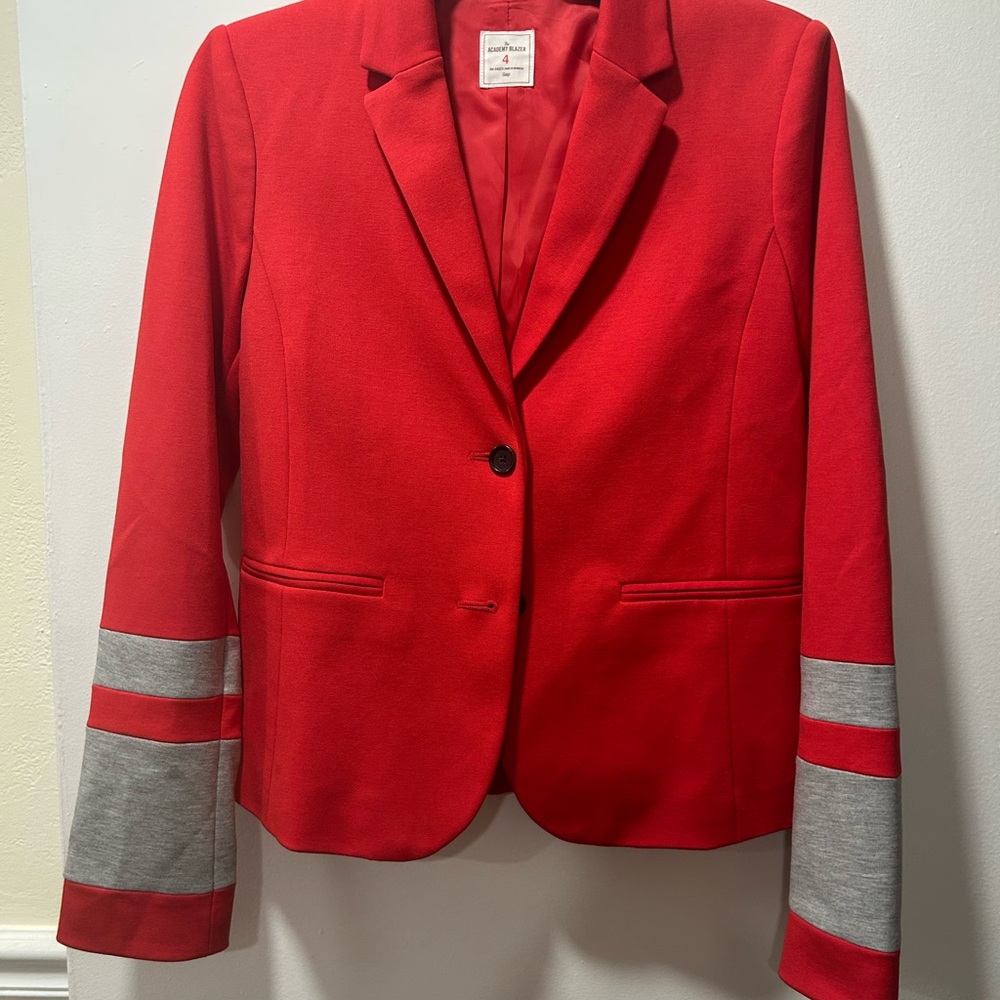 GAP Red Blazer with Gray Sleeve Accents